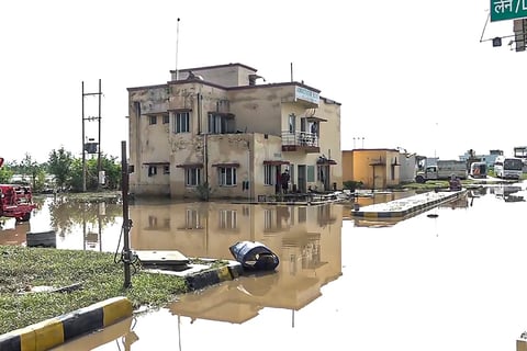 Flooded Khatima Toll Plaza in Uttarakhand